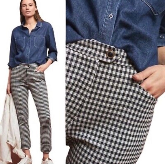 Anthropologie Pants - Anthropologie Gingham Crop Flare Size 4
